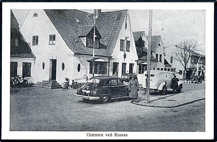 Kruså, grænsen med grænsevagter og ambulance. C.C.B. no. 1527.