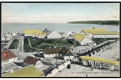 Aarhus. Landsudstillingen 1909. Stenders u/no. Frankeret med 5 øre Fr. VIII annulleret med maskinstempel Aarhus Landsudstill. d. 4.7.1909 sendt til Odense.