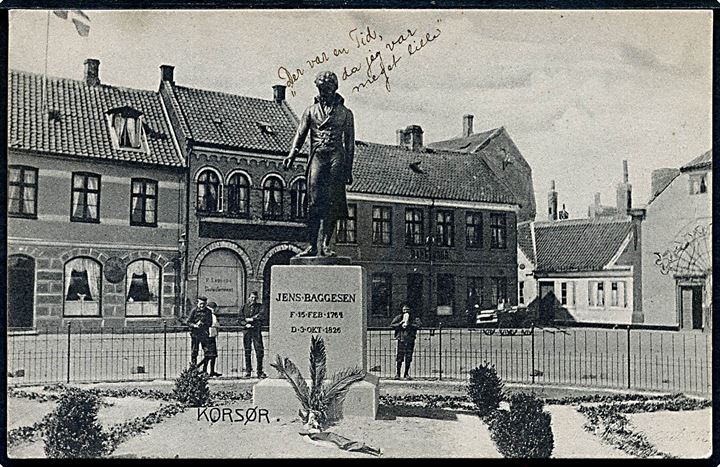 Korsør. Torvet med Jens Baggesen's Statue. N. Zachariassens no. 5708.