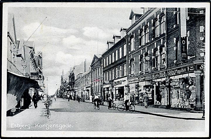 Esbjerg. Kongensgade. Stenders no. Esbjerg 16. Anvendt i Varde i 1947.