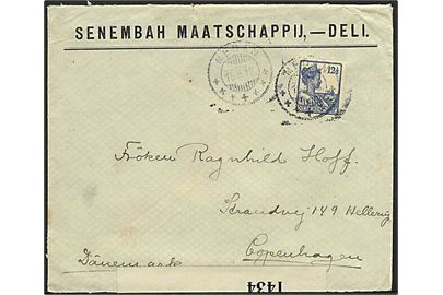 Hollandsk Indien. 12½ c. Wilhelmina på brev fra Madan d. 15.5.1916 til København, Danmark. Åbnet af britisk censur no. 1434.