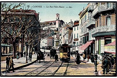 Cannes. La Rue Felix-Faure med sporvogn. LL u/no. 