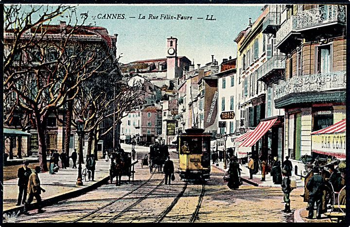 Cannes. La Rue Felix-Faure med sporvogn. LL u/no. 