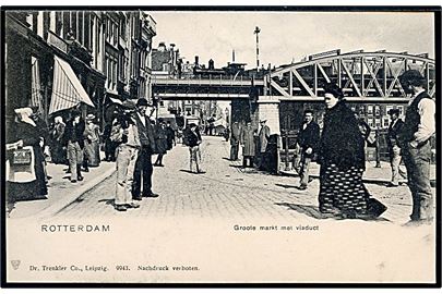 Rotterdam. Groote markt. Viadukt med Lokomotiv. Dr. Trenkler no. 9943.