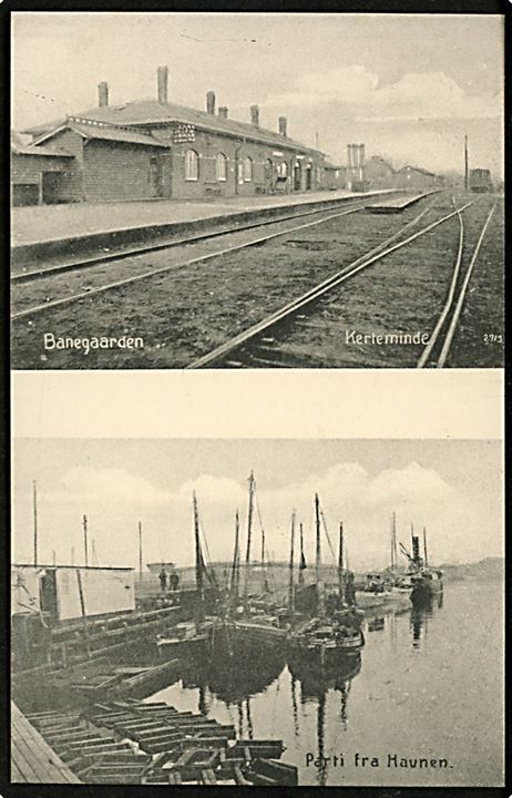 Kerteminde. Banegaarden og Havnen. No. 2713.