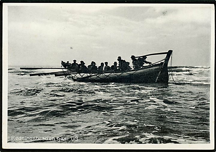 Vestkysten. Redningsbaaden går ud. Stenders no. 67710.