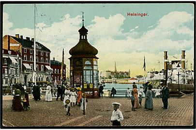 Helsingør. Parti fra havnen med færge og kiosken. A. Vincent no. 527.