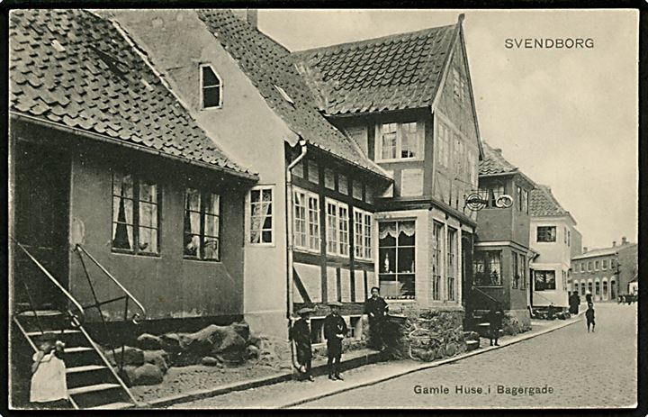 Svendborg. Gamle huse i Bagergade. Stenders no. 3699.