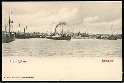 Frederikshavn, havneparti med dampskibe. M. Johs. Knudstrup u/no.