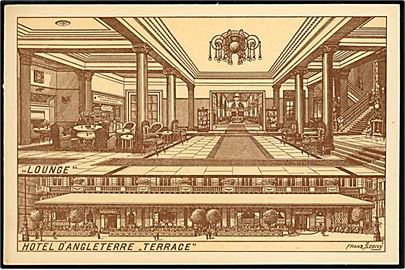 Franz Sedivy: Hotel d'Angleterre, København. Reklamekort u/no.