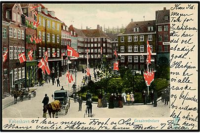 Købh., Graabrødretorv med flag. P. Alstrup no. 6014.