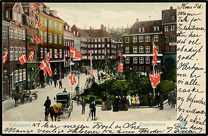 Købh., Graabrødretorv med flag. P. Alstrup no. 6014.