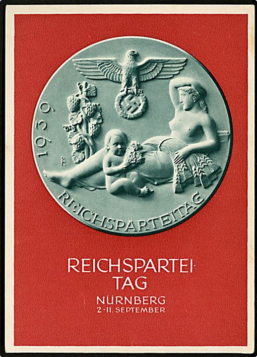 Reichpartei Tag Nürnberg 1939. 6 pfg. illustreret helsagsbrevkort.