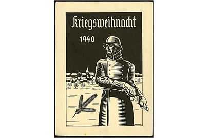 Kriegsweihnacht 1940. Illustreret feltpostkort stemplet Feldpost d. 18.12.1940. Sendt fra soldat ved feldpost no. 20387 = 1. Kranken-Kraftwagen-Zug 35.