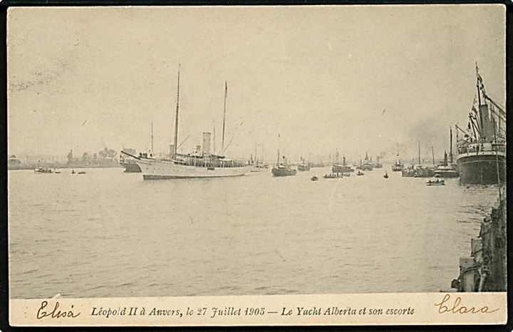 Antwerpen med kong Leopold II's yacht Alberta d. 27.7.1905.