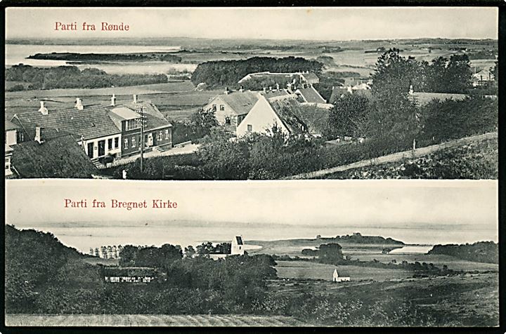 Rønde, udsigt med bl.a. Bregnet kirke. J.J.N. no. 2009.