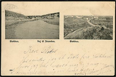 Blokhus, stranden og bebyggelse. No. 695.