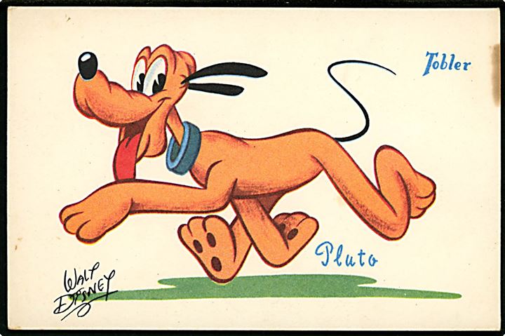 Walt Disney. Pluto. Fransk reklame for “Tobler” chokolade. Georges Lang, Paris u/no. Lille skjold.