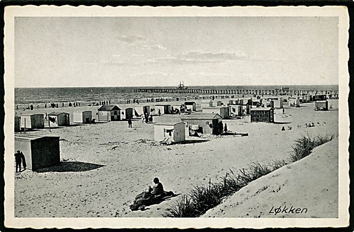 Løkken, strandparti med badehuse. J.J.N. no. 123747.