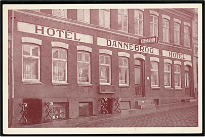 Viborg, Hjultorvet, Hotel Dannebrog. Reklamekort u/no.