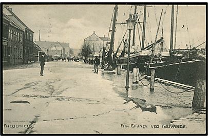 Fredericia, havnen ved højvande med sejlskibe. H. C. Wenk u/no.