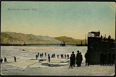 Reykjavik, skibe og drivis i januar 1918. E. Jacobsen & B. Kristjansson u/no.