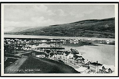 Akureyri, udsigt over by og havn. Stenders no. 4