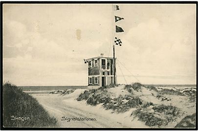 Skagen, Signalstation. Knudstrup u/no. Frankeret med 5 øre Chr. X stemplet Skagen d. 22.12.1914 til fyrmester P. Petersen, Nordre Røn Fyr pr. Læsø. Nordre Rønner var beboet af fyrpersonale fra 1880 til 1963. I 1916 var der 13 indbyggere. 