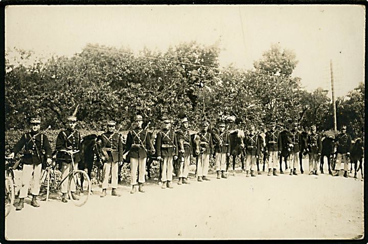 Soldater fra 27. Battalion under Sikringsstyrken. Fotokort u/no. anvendt fra Sorø 1917.