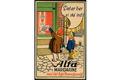 Valdemar Larsen: Alfa Margerine, reklamekort. Hansen & Bruun u/no.