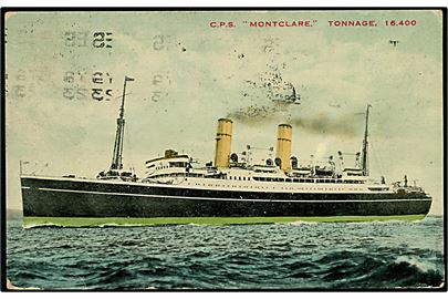 Montclare, S/S, Canadian Pacific Steamship Company. Anvendt fra Liverpool 1924.