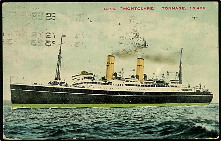 Montclare, S/S, Canadian Pacific Steamship Company. Anvendt fra Liverpool 1924.