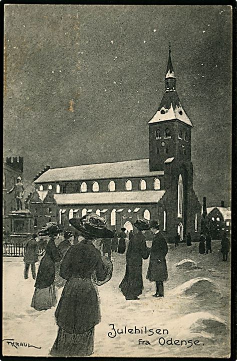 Fritz Kraul: Julehilsen fra Odense med domkirken. Stenders no. 23725.