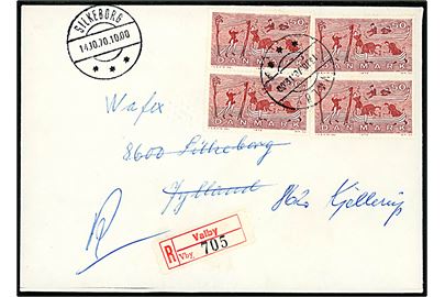 50 øre Dansk Skibsfart (4) på anbefalet brev fra Valby d. 13.10.1970 til Silkeborg - eftersendt til Kjellerup.