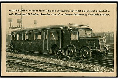 The Micheline. Det første Tog med luft dæk. Opfundet og lanceret af Michelin. Taget i brug i 1931 af de Franske Statsbaner og de Franske Østbaner. 