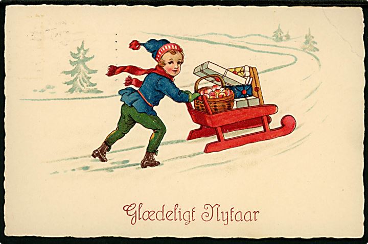 10 øre Bølgelinie og Julemærke 1931 på julekort fra København d. 31.12.1931 til Odense. Nytårshilsen og tydelig underskrift fra Th. Stauning.