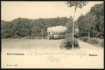 Bogense, damptog ved Fredskoven. H.H.O. no. 1059.