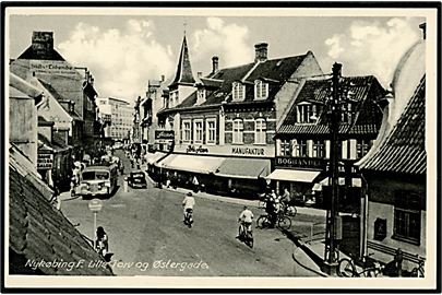 Nykøbing Falster. Lille Torv og Østergade. Jernbanekiosken no. 6681.