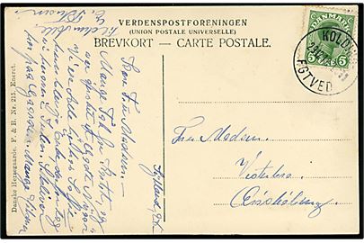 5 øre Chr. X på brevkort annulleret med bureaustempel Kolding - Egtved T.6 d. 29.12.1918 til Ærøskøbing.