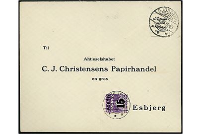 Ufrankeret svarkuvert med brotype Ic Gjørding d. 4.12.1936 til Esbjerg. Udtakseret i enkeltporto med 15/12 øre porto-provisorium stemplet Esbjerg d. 5.12.1936.