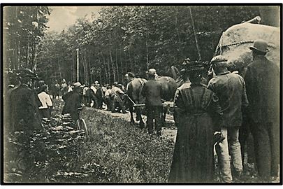 Thurø. Stenen på Thurø Torv hentes i Thurø skov med hestetrukken vogn. Fru H. Jepsen & Søn no. 40080.