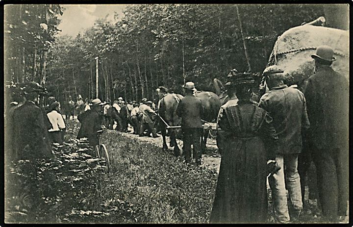 Thurø. Stenen på Thurø Torv hentes i Thurø skov med hestetrukken vogn. Fru H. Jepsen & Søn no. 40080.