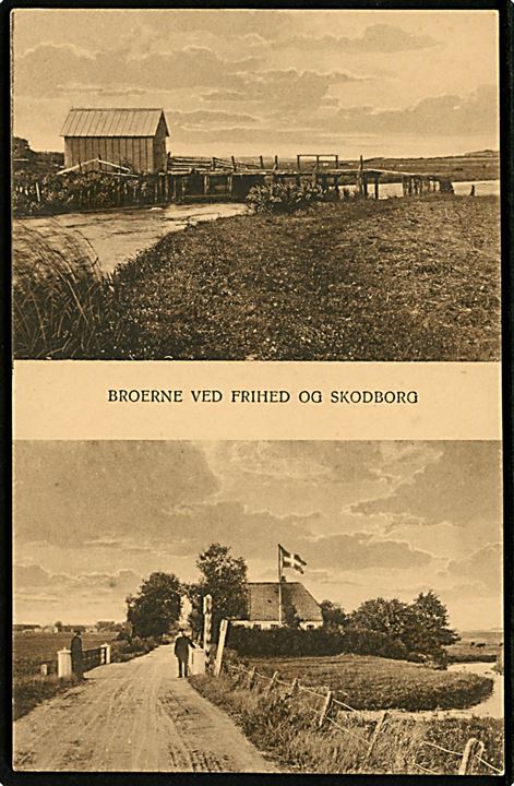 Grænsebroerne over Kongeåen ved Frihed og Skodborg. J. Arnum no. 493321.