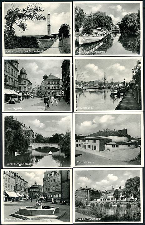 Odense. 8 forskellige fotos. U/no. (7x9cm).