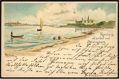 Alexander Svedstrup: Kronborg, sundet med Helsinborg i baggrunden. J. Møller u/no.