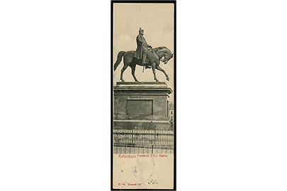 Købh., Frederik VII statue. ½-tryksagskort, Stenders no. 21. Sendt lokalt med 1 øre Våben i 3-stribe stemplet Kjøbenhavn d. 26.8.1905.