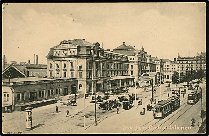 Stockholm, Centralstationen med sporvogne. 