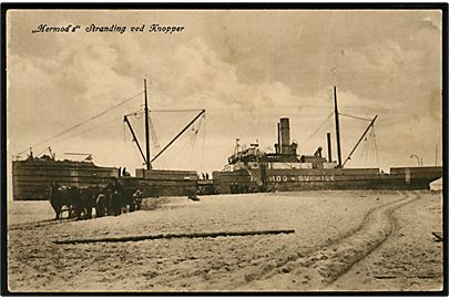 Hermod, S/S, svensk dampskib i neutralitetsbemaling strandet ved Knopper d. 3.1.1916. H. Riegel u/no.