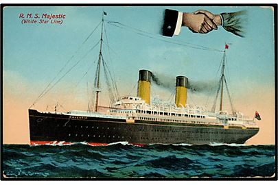 Majestic, S/S, White Star Line. Hands across the Sea. 