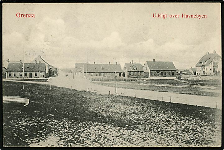 Grenaa, udsigt over havnebyen. Hellemann Nielsen u/no.